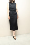 80's European label - satin fabric pencil skirt