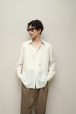 70s–80s YVES SAINT LAURENT PARIS - silk minimal dress shirt