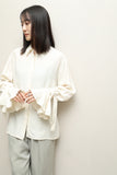 90s–00s European label - rayon blouse with frill cuffs