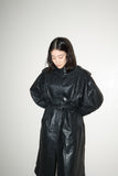 80s–90s European label - leather military essence long coat