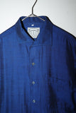80-90's Italian label - glossy rayon shirt in dark blue