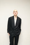 80's CLAUDE MONTANA - linen double breasted front loop button jacket