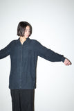 c90's Scandinavian label - silk/linen/cotton zip-accent shirt-jacket