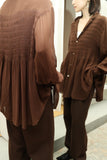 80-90's PENNYBLACK - rayon sheer decorated blouse
