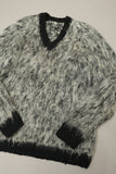 c60s unknown - shaggy mohair V-neck knit jumper