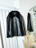 c90's Italian label - PVC zip-up jacket with big boa collar