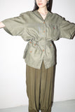 80-90’s linen oversized safari-style jacket from Europe