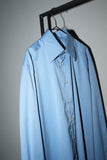 90-00's German label - glossy cotton oversized blue shirt