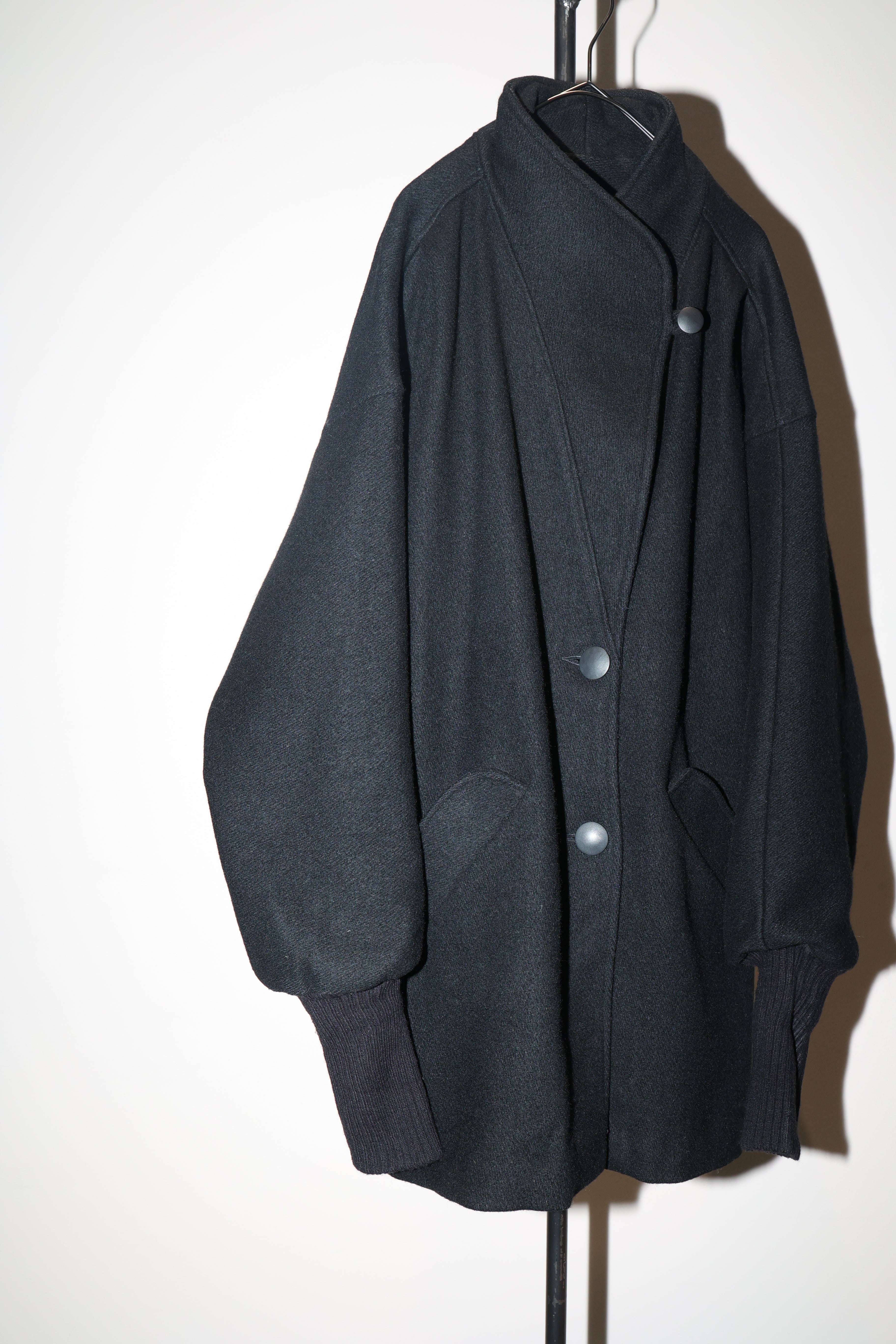 80’s wool deformed half coat with long ribbed knit sleeve