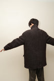 c90's CHRISTIAN AUJARD HOMME - mohair mixed wool zip-up hi-neck middle coat
