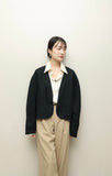 80s Max Mara - linen dolman sleeve short length collarless jacket