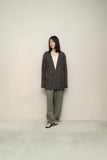 80's UMBERTO GINOCCHIETTI - linen collarless jacket with four pockets