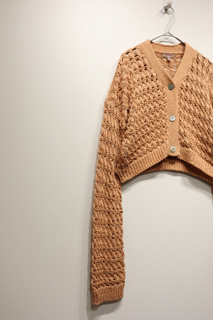 80-90's ROMEO GIGLI cotton low gauge cropped knit cardigan