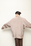 80's French label - nep fabric oversizd jacket in dusty pink