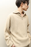 c90's German label - all ribbed cashmere half-zip knit sweater