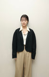 80s Max Mara - linen dolman sleeve short length collarless jacket