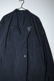 80s MOMENTO DUE - rayon/nylon rip-stop 2way neck constructive jacket with leather accent