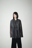 80-90's tricolor linen/silk semi-sheer shirt