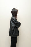 c80's European label - minimal leather oversized jacket
