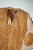 c90's European label - leather×knit combination cardigan