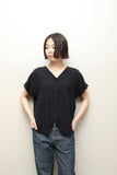 90s–00s European label - rayon stripe v-neck blouse