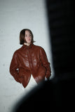 c90's Italian label - leather hi-neck blouson