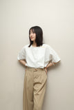 80's Per Spook - cotton asymmetrical front collar less blouse&nbsp;
