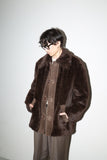 c1970’s fuzzy faux-fur middle-length jacket with big collar