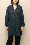 90's Danish label - silk hip-length black watch pattern shirt