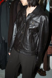 c90's European label - leather trucker jacket in dark chocolate