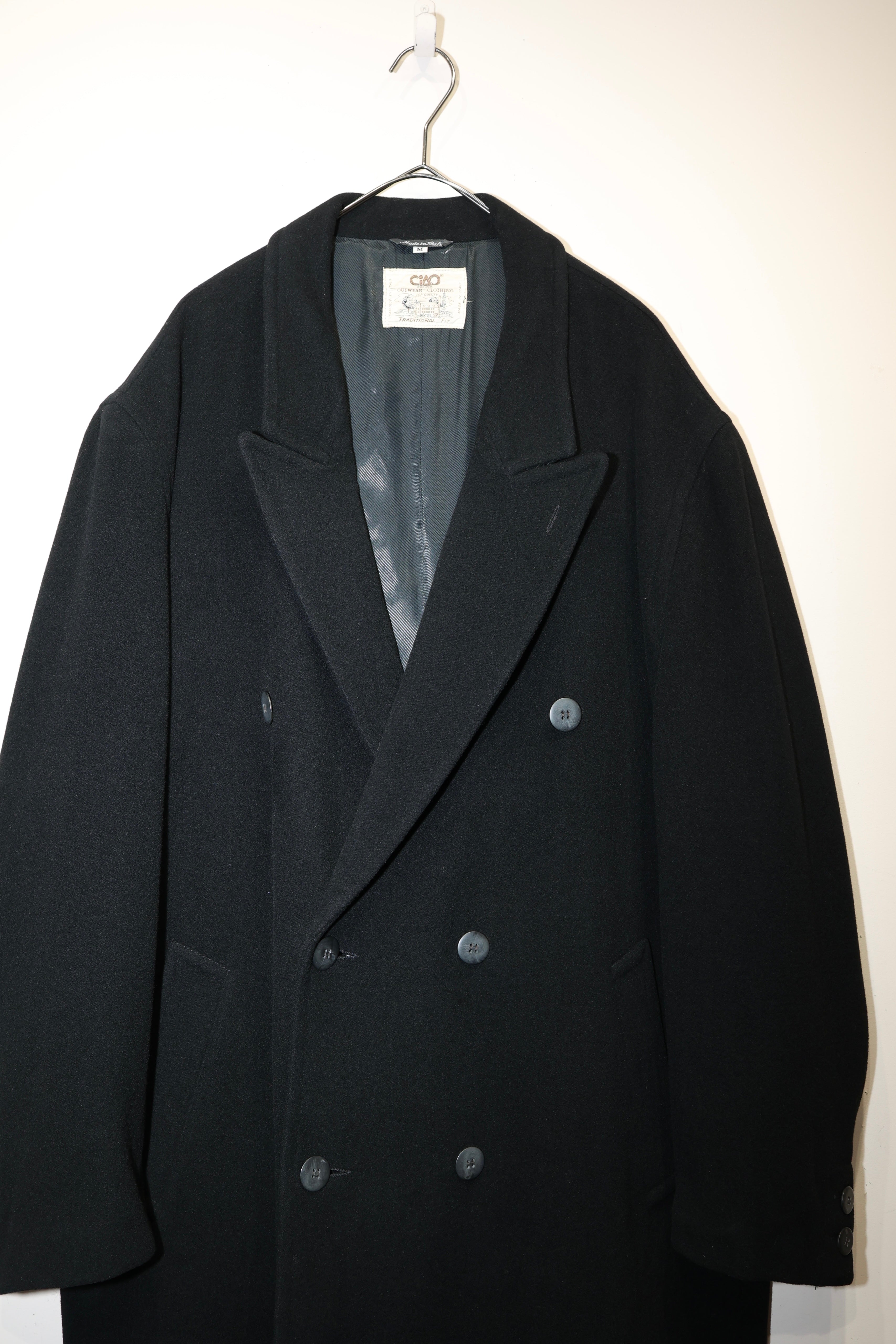80's Italian label "CIAO" cashmere mixed wool double breasted coat
