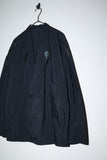 80s MOMENTO DUE - rayon/nylon rip-stop 2way neck constructive jacket with leather accent