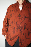 90's Europan label - abstract pattern rayon shirt
