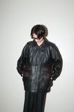 80-90's European label - leather hip-length jacket