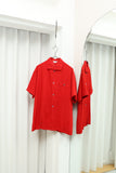 c60’s French vintage -  rayon shirt in red