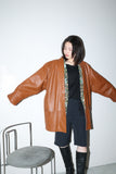 80's European label - leather oversized jacket