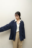 80s Max Mara - linen jacket in navy