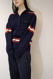 70’s wool knit track jacket with one chest pocket