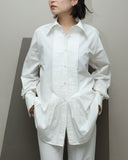 90's-00's European label - pleated front dress shirt