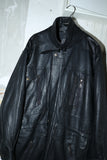 c00's German label - leather asymmetry front pocket jacket