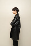 c90's Italian label - leather hip-length coat