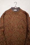 80's geometrical pattern mohair mixed wool knit sweater