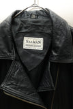 80-90s European Label - leather riders detail blouson