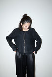 00s European label - linen zip-design pullover top