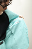 80s–90s Italian label - silk suit 2-pieces in Tiffany blue