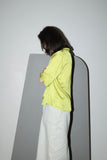 00s European label - rayon-satin open collar blouse