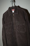 80-90's DIESEL - corduroy half-zip work shirt in brown