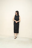80's European label - satin fabric pencil skirt