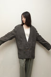 80's UMBERTO GINOCCHIETTI - linen collarless jacket with four pockets
