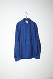 80-90's Italian label - glossy rayon shirt in dark blue